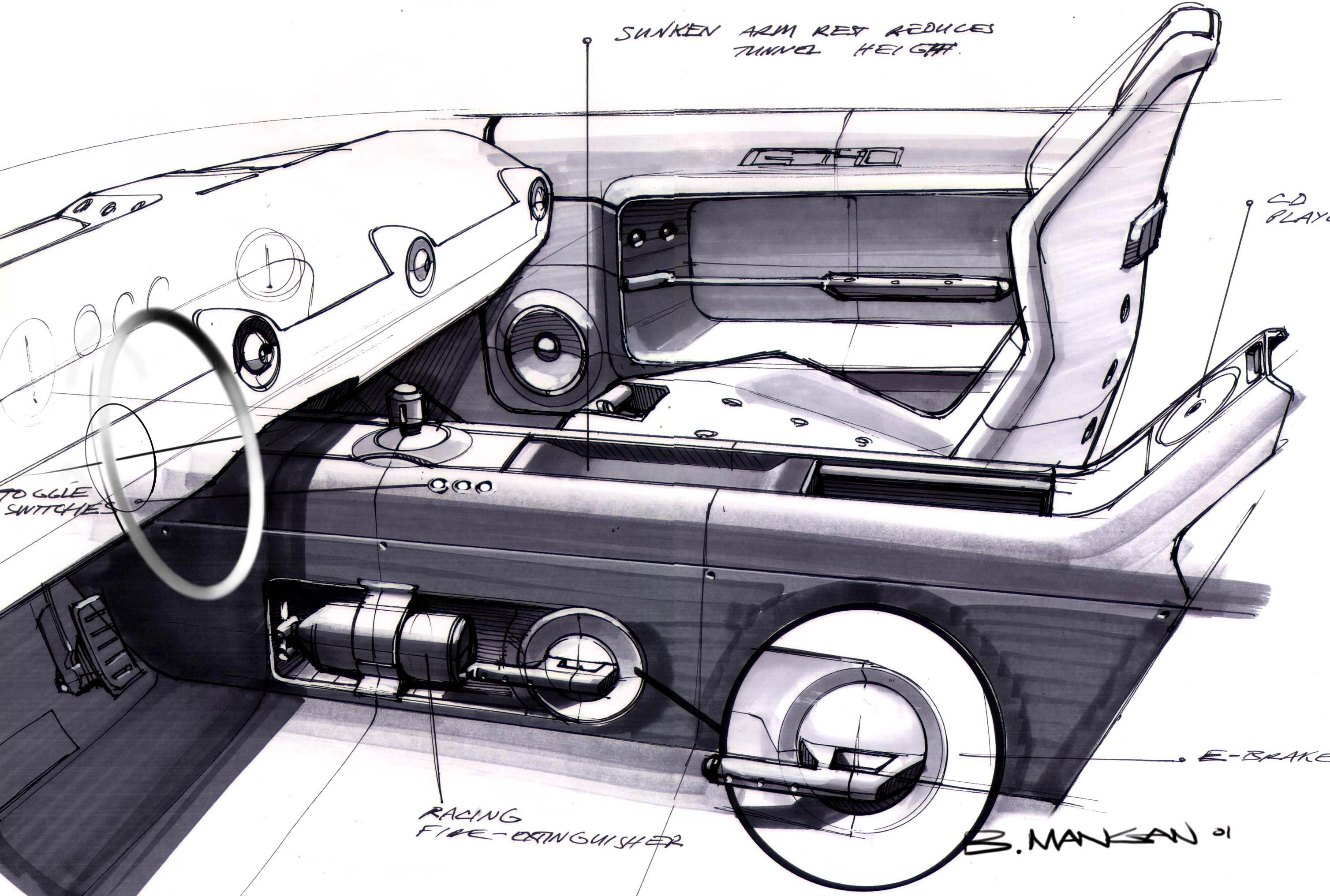 Ford GT40 Concept Interior Seat Sketch