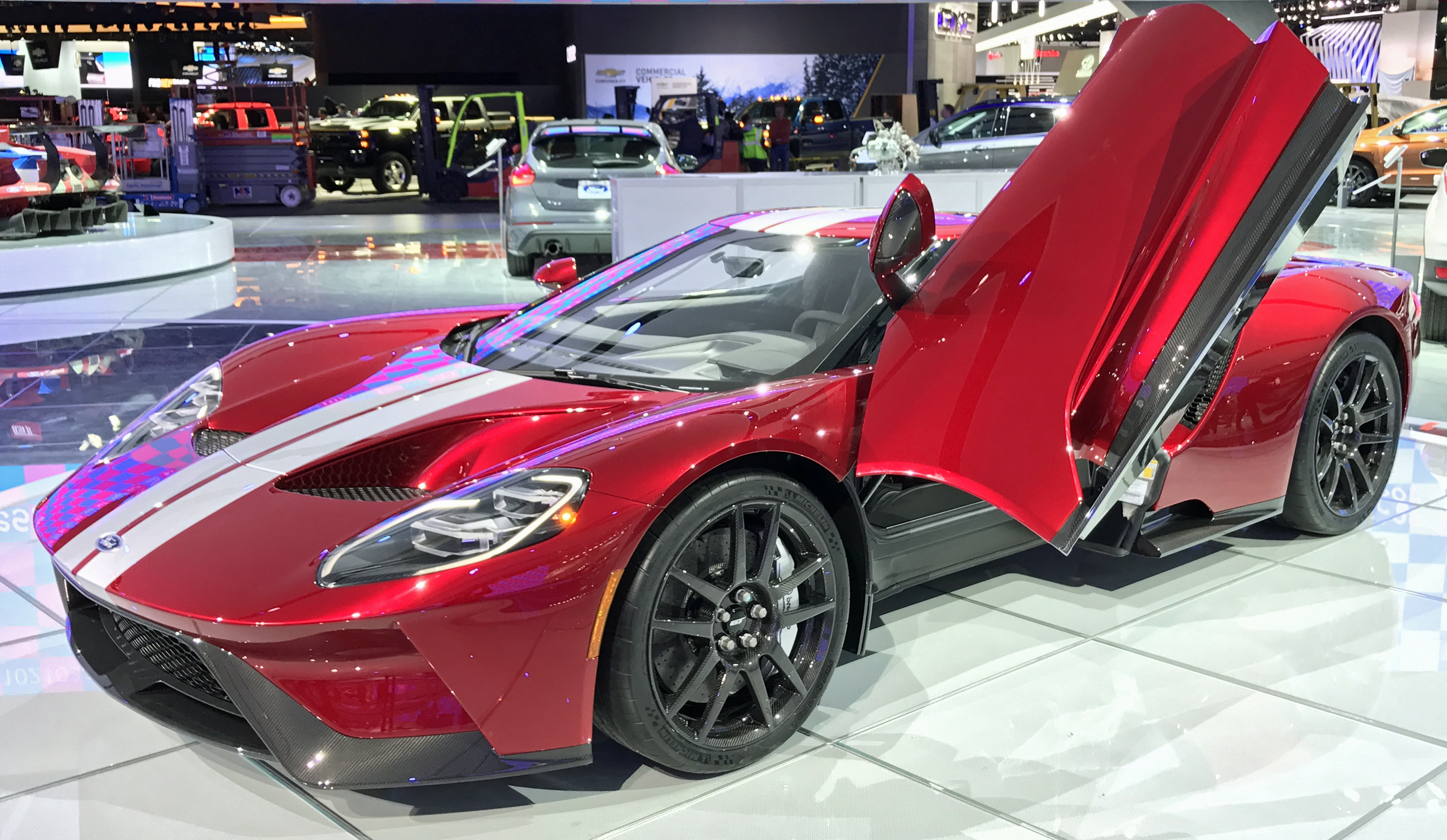 New Ford GT Red Silver Detroit 2017