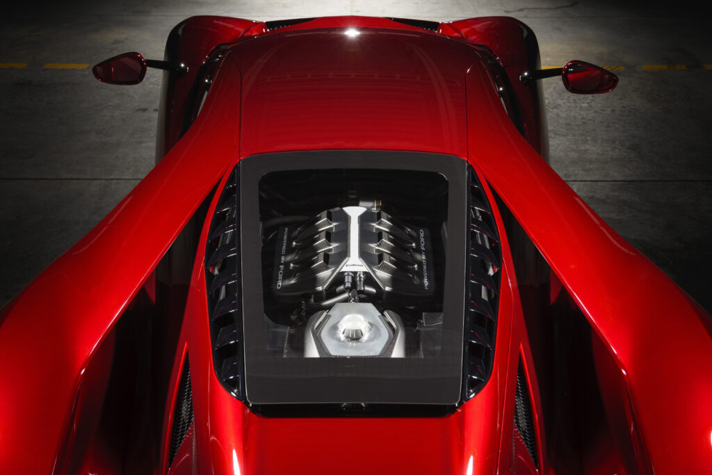 New Ford GT Engine in a Liquid Red Car